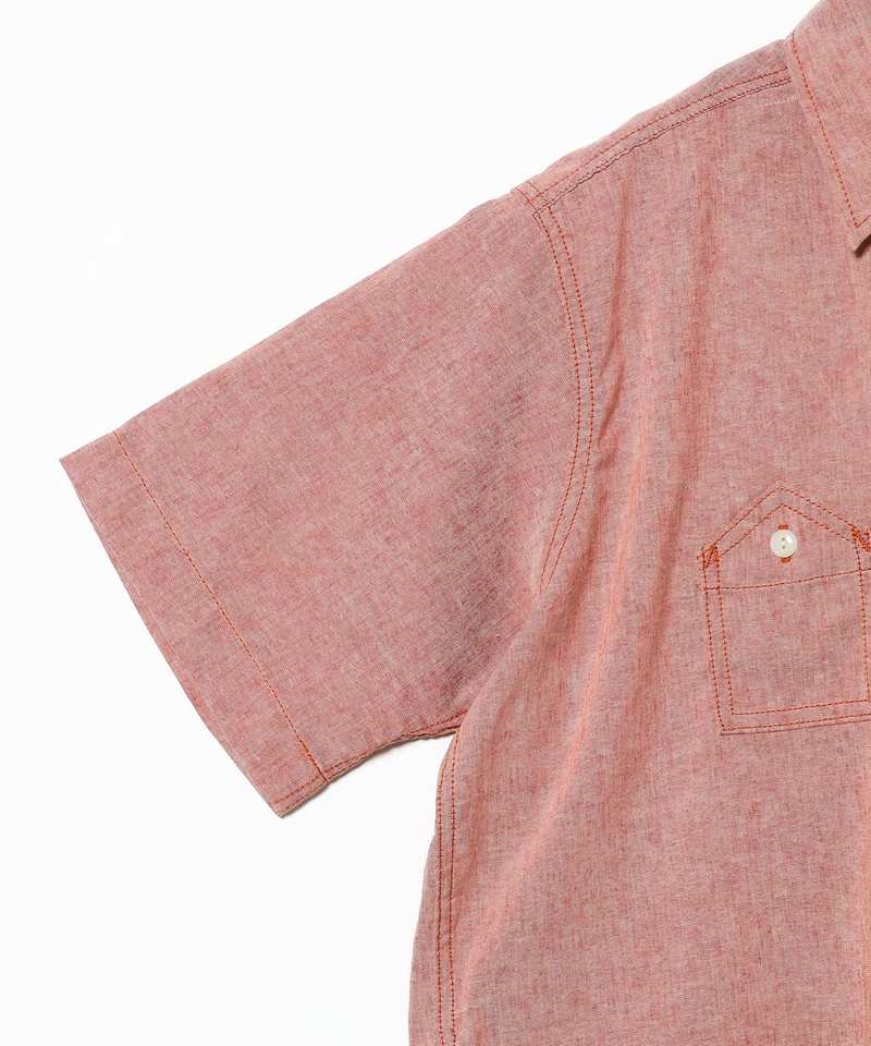 Beams Boy Polyester Linen Work Shirt - Red