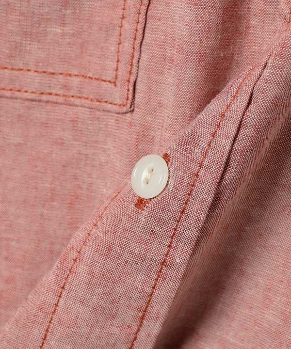 Beams Boy Polyester Linen Work Shirt - Red