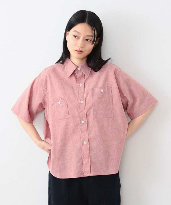 Beams Boy Polyester Linen Work Shirt - Red