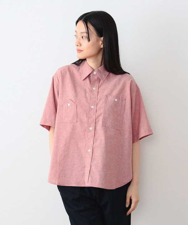 Beams Boy Polyester Linen Work Shirt - Red