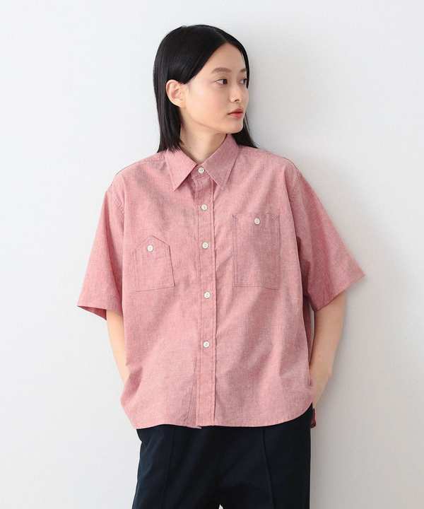 Beams Boy Polyester Linen Work Shirt - Red