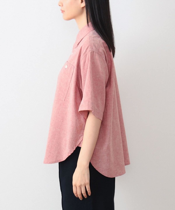 Beams Boy Polyester Linen Work Shirt - Red