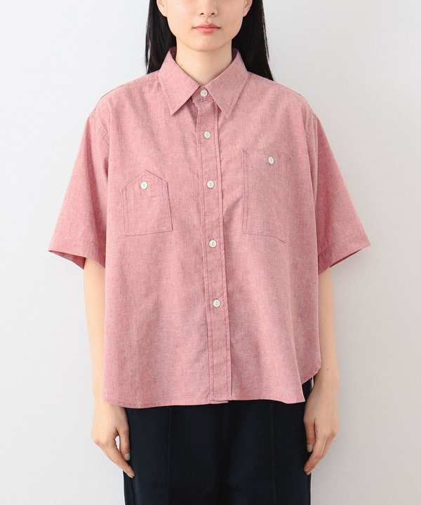 Beams Boy Polyester Linen Work Shirt - Red