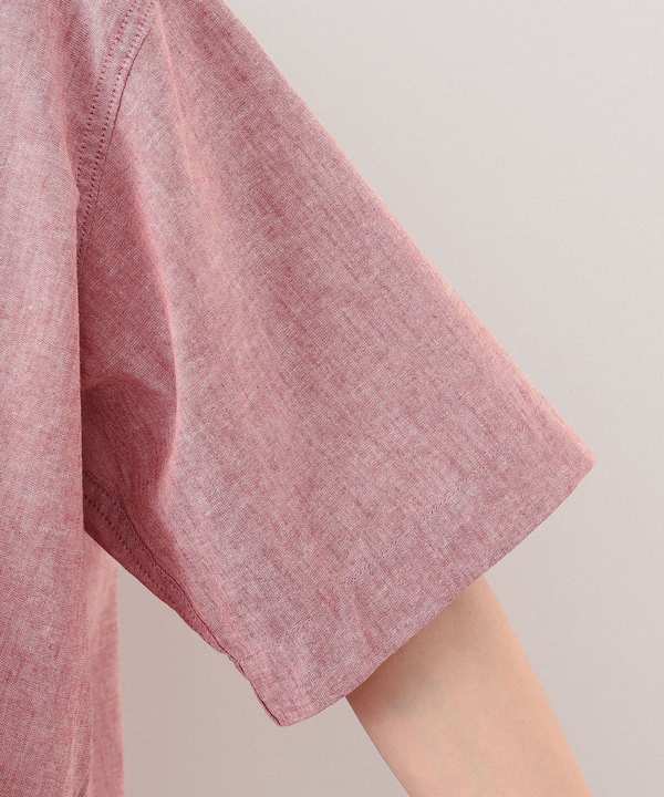 Beams Boy Polyester Linen Work Shirt - Red