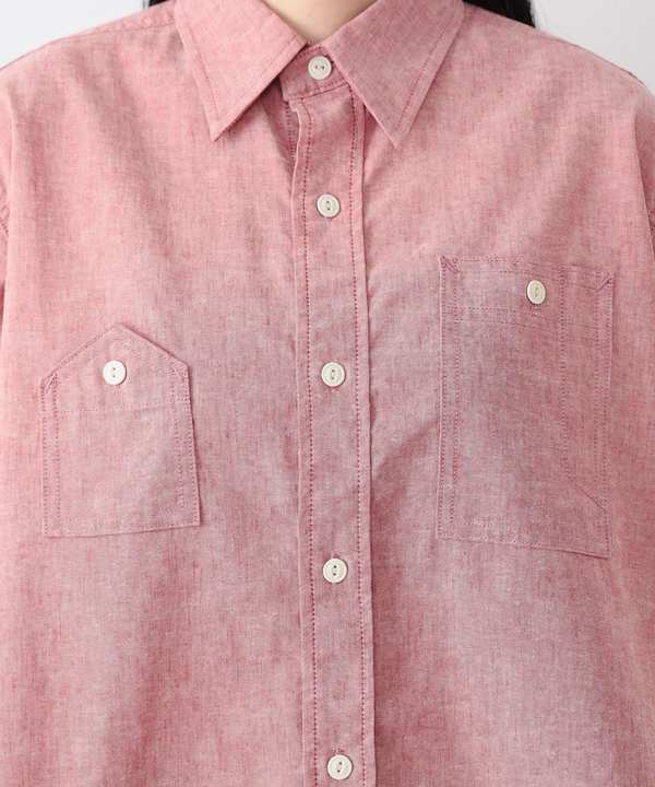 Beams Boy Polyester Linen Work Shirt - Red