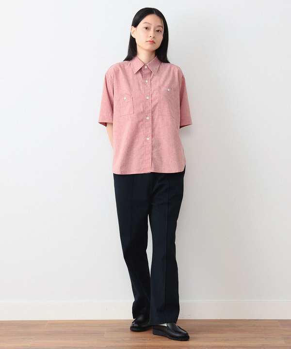 Beams Boy Polyester Linen Work Shirt - Red