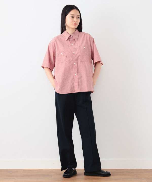 Beams Boy Polyester Linen Work Shirt - Red