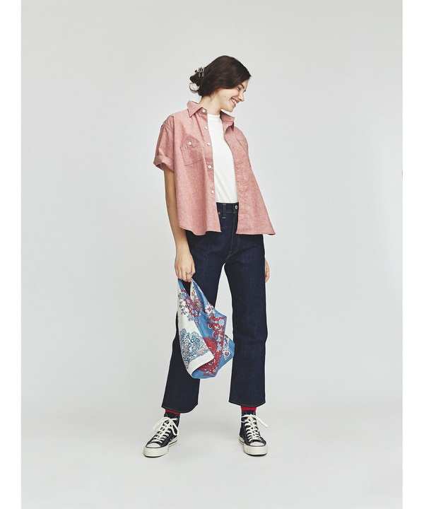 Beams Boy Polyester Linen Work Shirt - Red