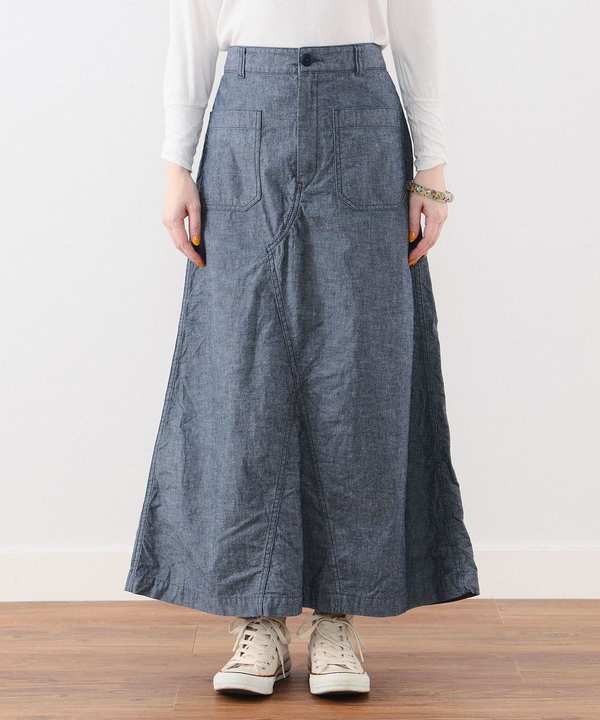 Beams BoyUS NAVY Sailor Pants Remake Skirt - Indigo Beams BoyUS NAVY Sailor Pants Remake Skirt - Indigo