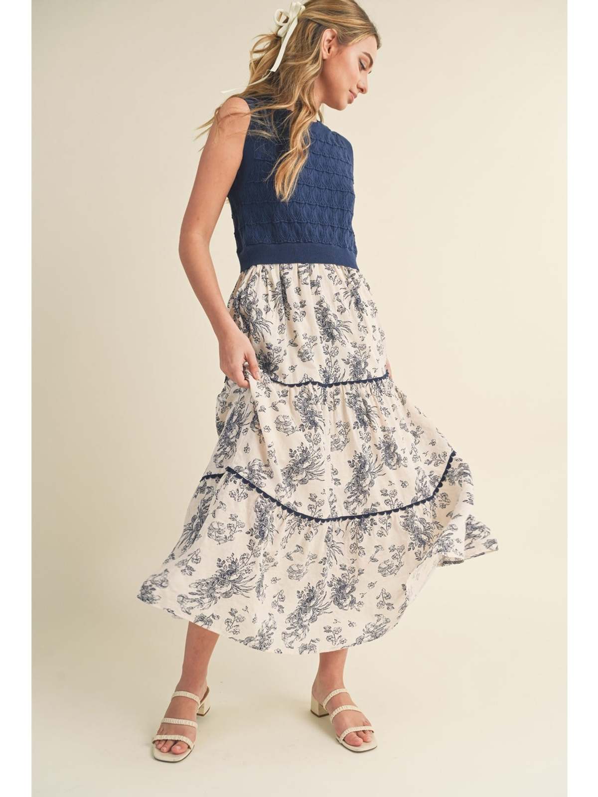 &Merci Venice Midi Dress - Navy | Garmentory