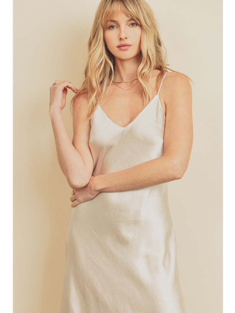white christmas dresses Danijela Pearl Back Slip Dress Champagne