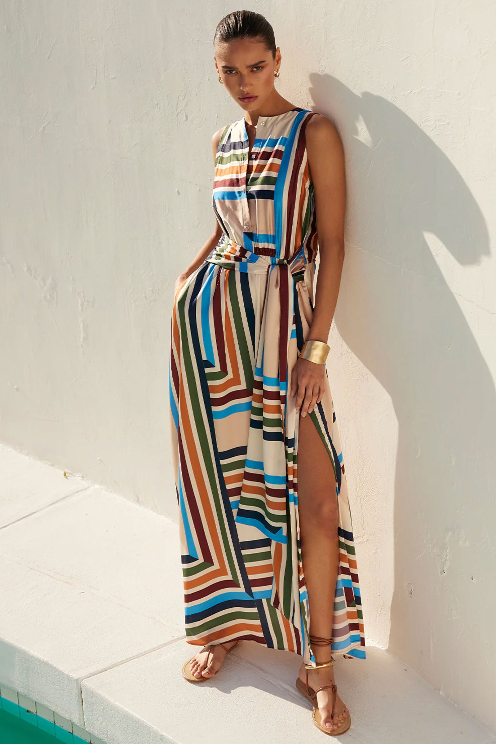 Kina Dress Chocolate Geo Stripe - MISA