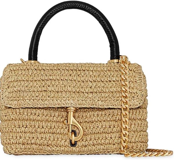 即発!レベッカミンコフ Medium Edie Raffiaチェーン藁バッグ Rebecca-Minkoff-Women-s-Edie-