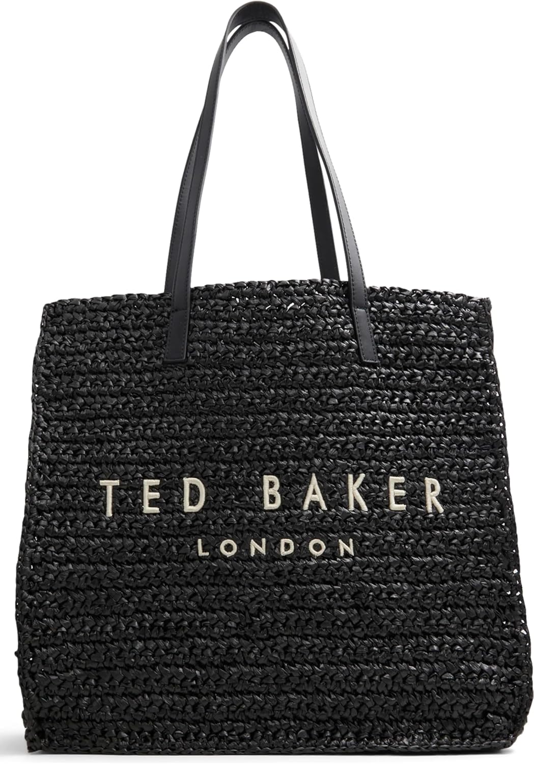 特価【TED BAKER】Barni フェイクラフィア トートバッグ Shop Barni Faux Raffia Large Shopper Bag Black for Women