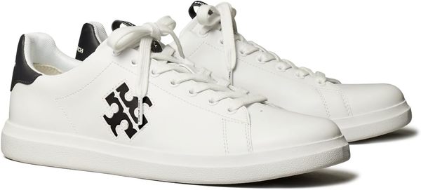 Tory Burch Double T Howell Court Sneakers - Titanium White/Perfect
