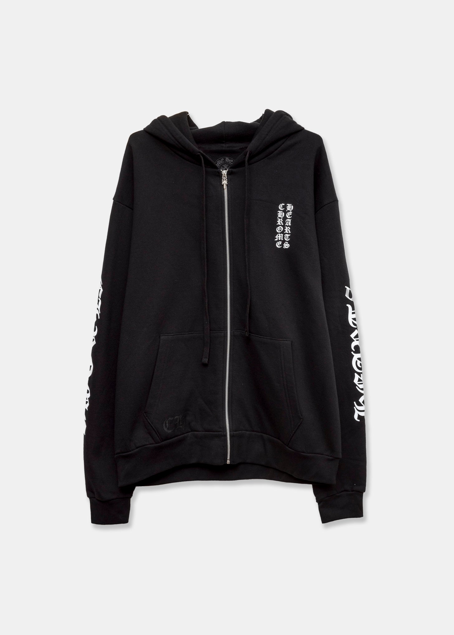 希少◆CHROME HEARTS◆VERTICAL LOGO ZIP UP HOODIE BLACK WHITE Vertical Logo Zip Up Hoodie 
