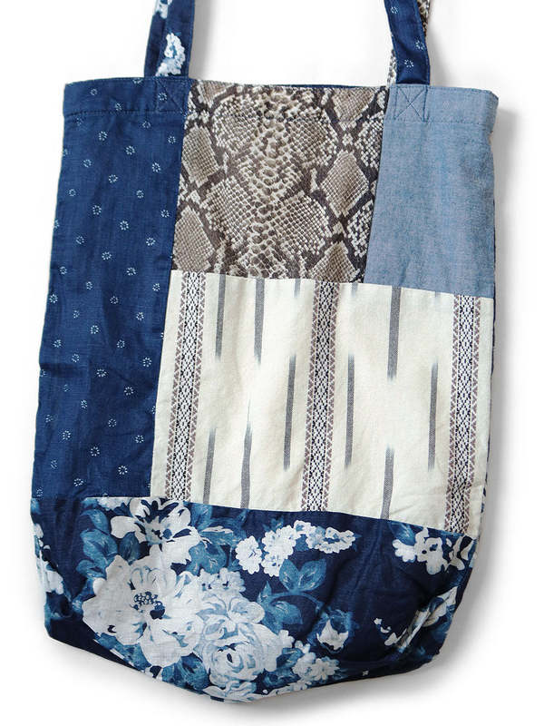 Kapital Patchwork Novel Tote Bag - Indigo | Garmentory