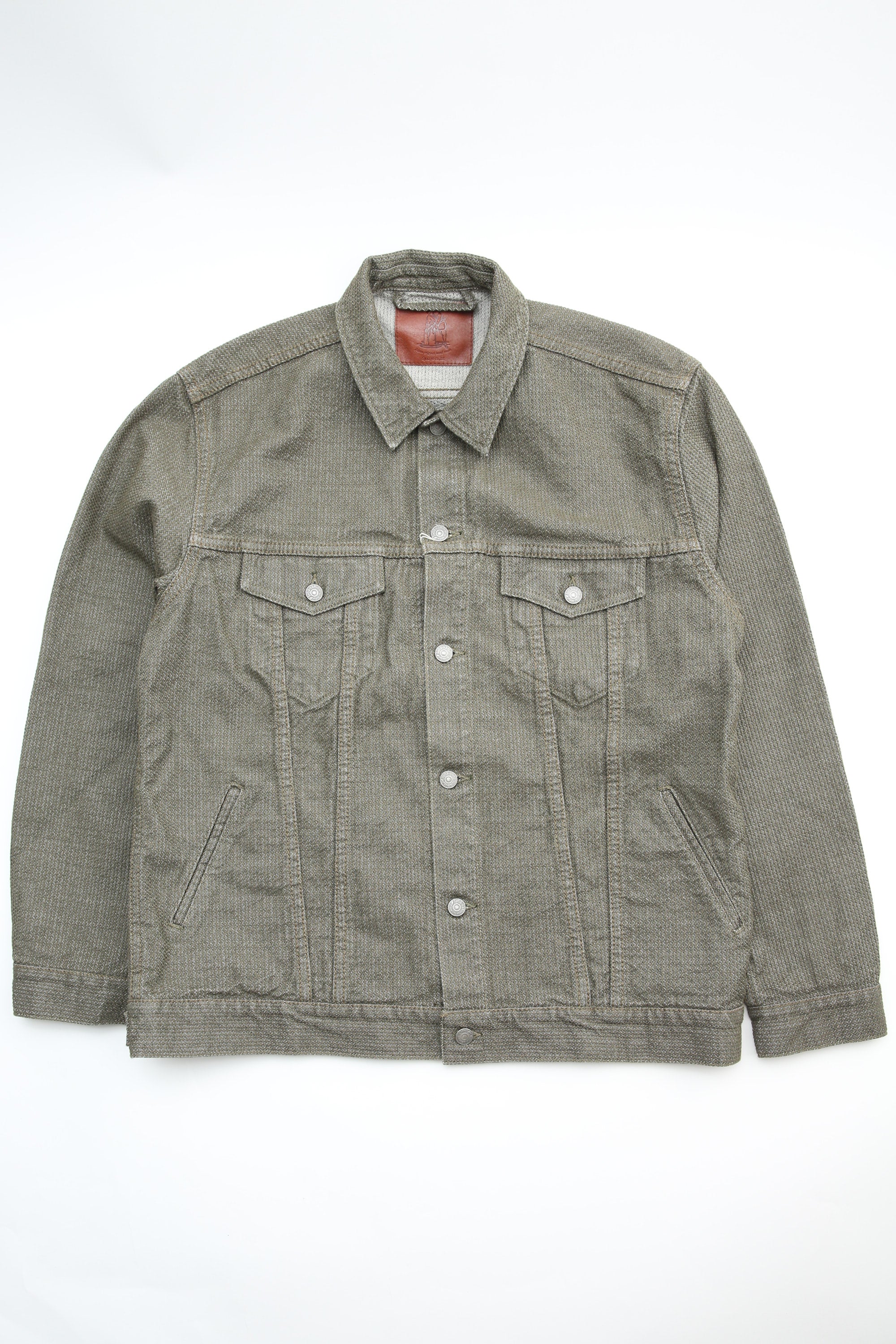 Pure Blue Japan Woven Sashiko Type3 Jacket - Olive/Olive | Garmentory
