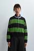 Cordera Merino Wool Striped Polo Sweater - Herba - Thumbnail 1