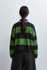 Cordera Merino Wool Striped Polo Sweater - Herba - Thumbnail 2