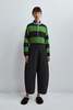 Cordera Merino Wool Striped Polo Sweater - Herba - Thumbnail 5