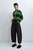 Cordera Merino Wool Striped Polo Sweater - Herba - Thumbnail 6
