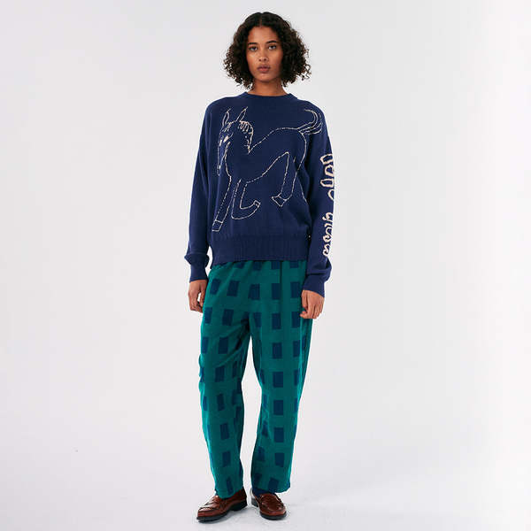 Bobo Choses Woman Wonder Horse Intarsia Sweater - Navy Blue