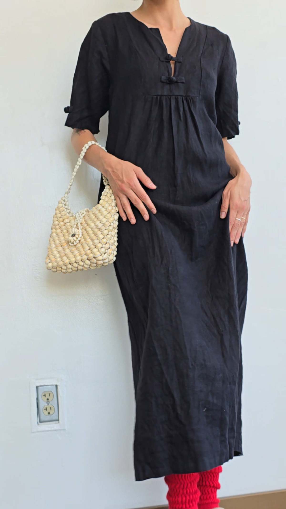 chinese dress ladies Sheer Linen Button-Down Side Slits Beach Cover-Up Shirt Dress