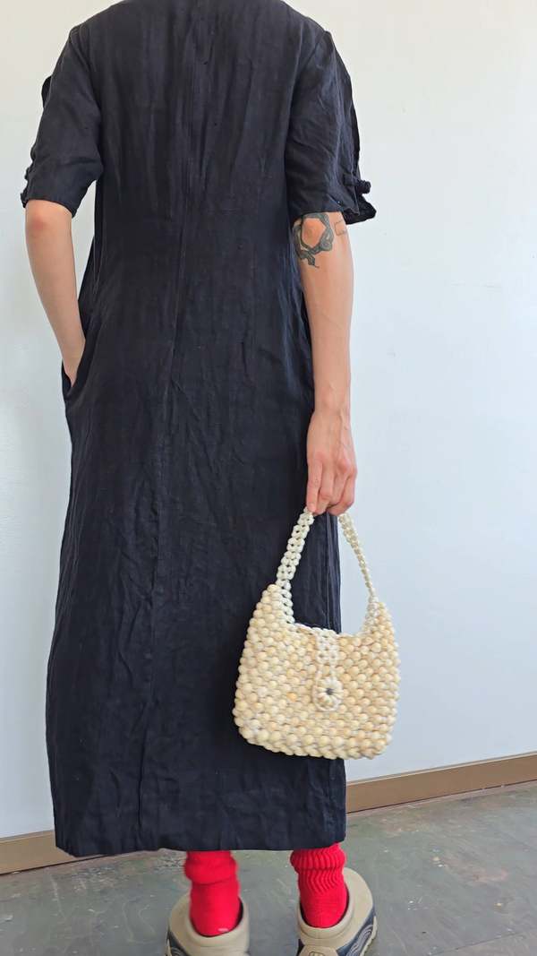 knee length dresses for ladies Frank & Eileen Rory Woven Long Dress in Black Linen main image 0