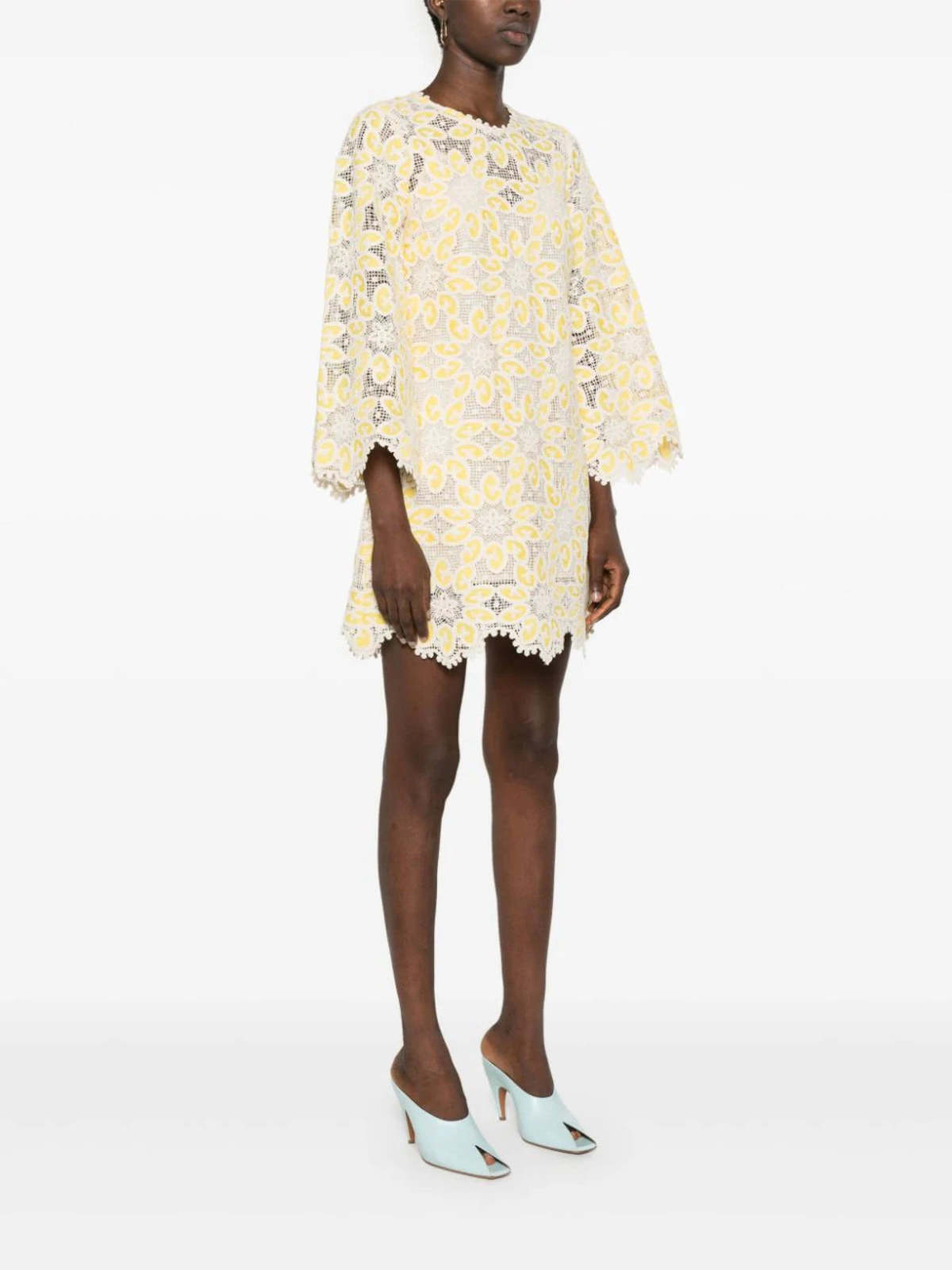 Zimmermann Golden Lace Mini Dress - Cream/Yellow | Garmentory