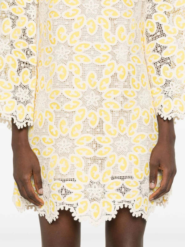 Zimmermann Golden Lace Mini Dress - Cream/Yellow | Garmentory