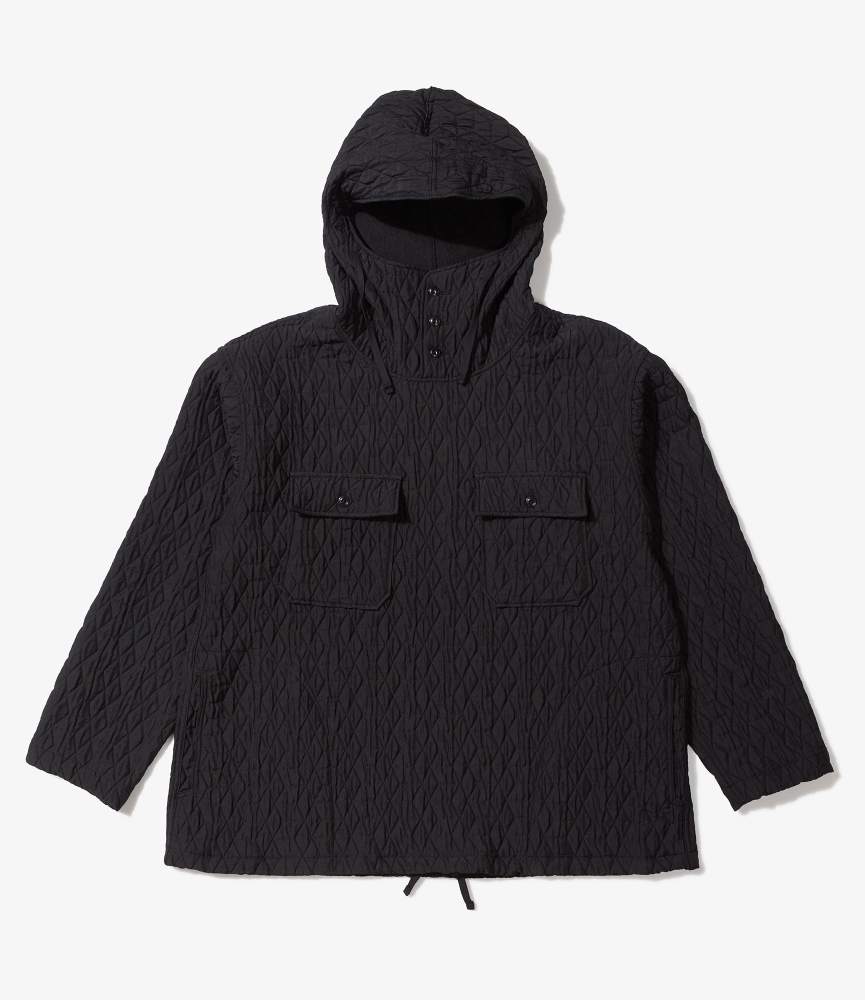 Engineered Garments Polyester Geo Quilt Cagoule Shirt - Black 