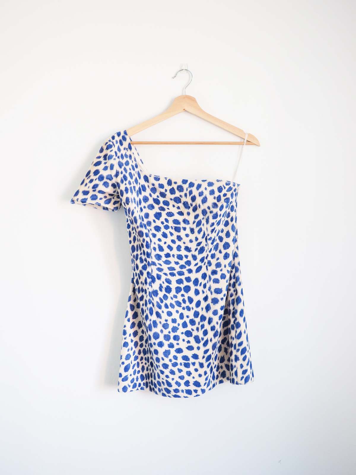 Maryam Nassir Zadeh Leopard One Shoulder Mini Dress - Blue/White - Image 1 of 5