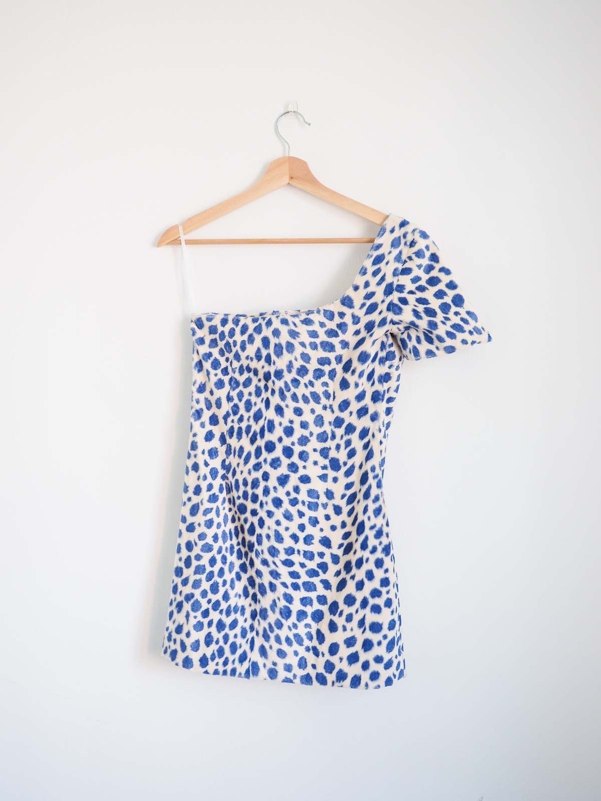 Maryam Nassir Zadeh Leopard One Shoulder Mini Dress - Blue/White - Image 5 of 5