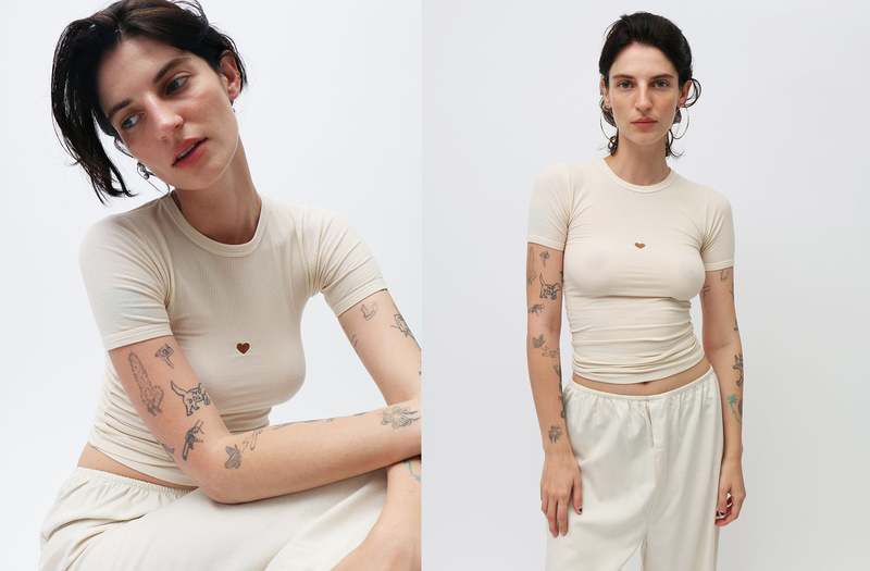 Baserange Undyed Heart Short Sleeve - Cream | Garmentory
