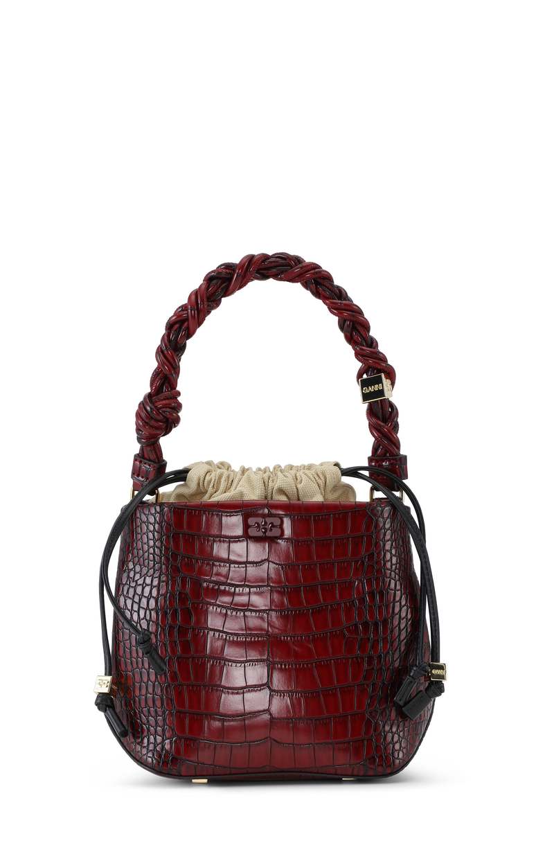 トートバッグ Ganni Bou Bucket Mini Purse - Ganni - Leather - Burgundy Burgundy Burgundy Mini GANNI Bou Bag | GANNI US
