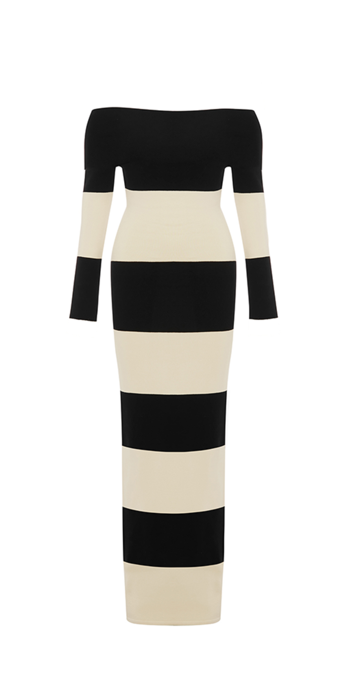 Posse Theo Off The Shoulder Dress - Black/Bone Stripe | Garmentory Posse Theo Off The Shoulder Dress - Black/Bone Stripe | Garmentory
