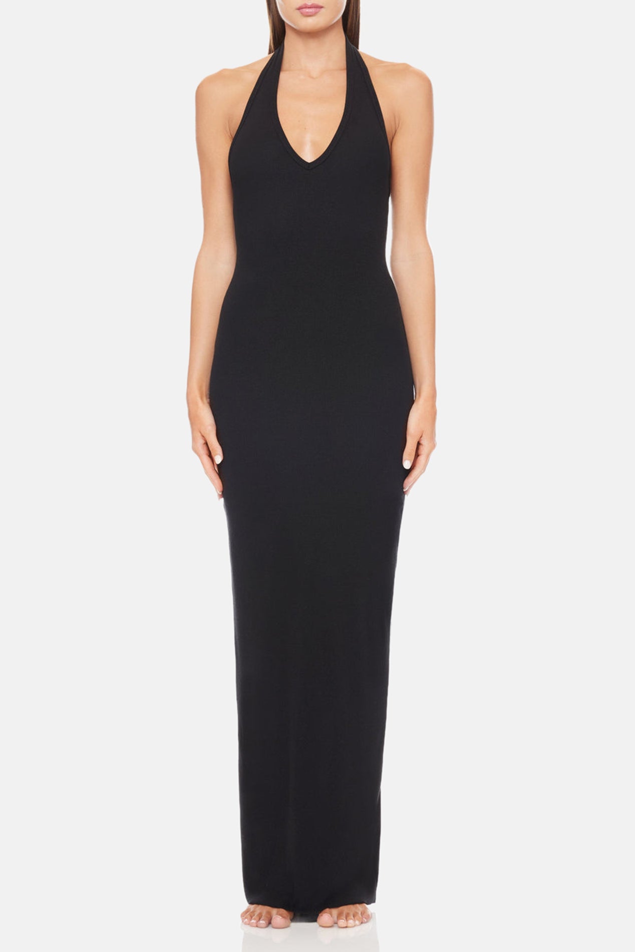 ワンピース ETERNE FW25 HALTER NECK LONG DRESS (CB40204 BLK) ÉTERNE Halter Maxi Dress - Black | Garmentory