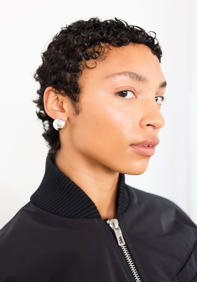 Ganni Light Twill Oversized Short Bomber Jacket - Black