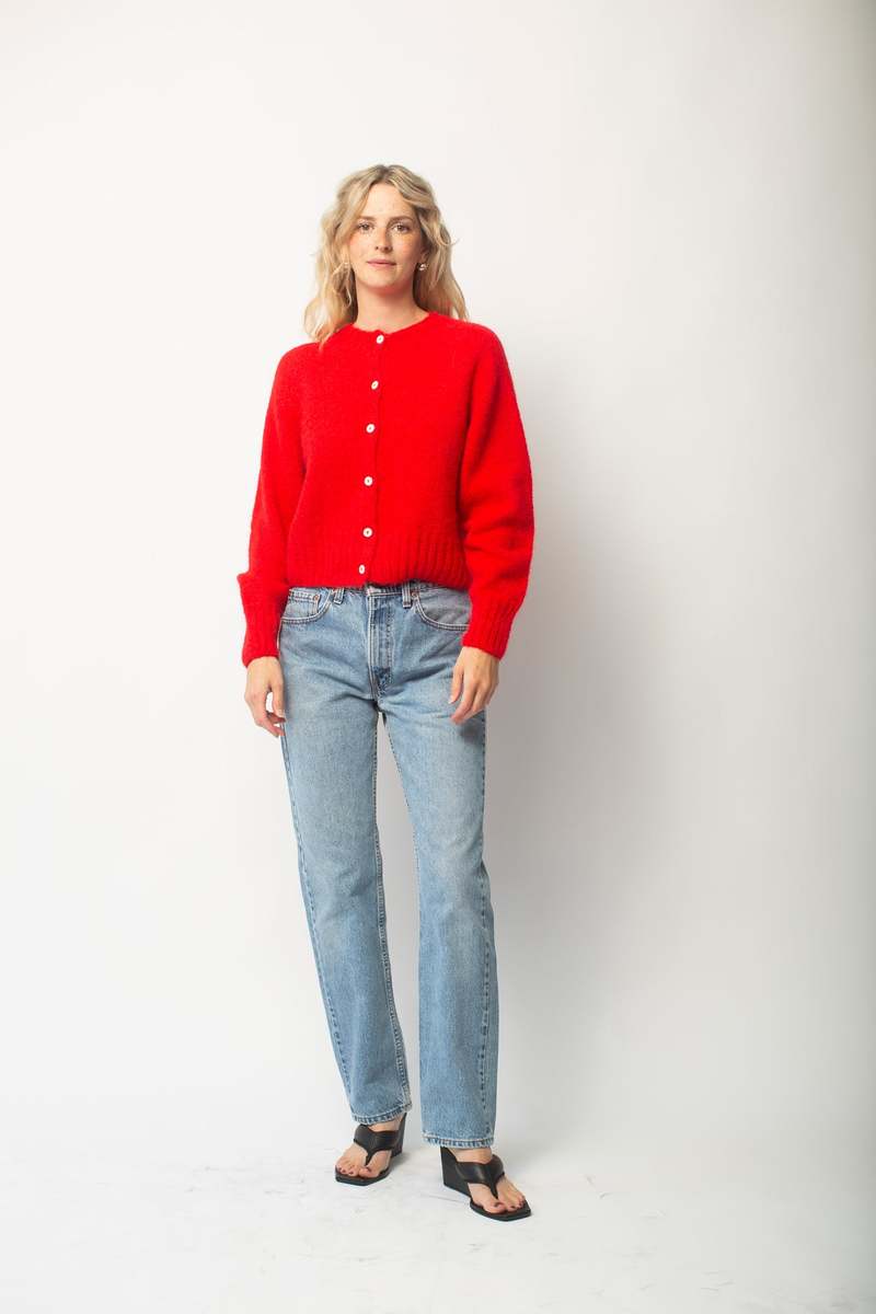 NOTHING WRITTEN Alpaca Knit Cardigan - red | Garmentory