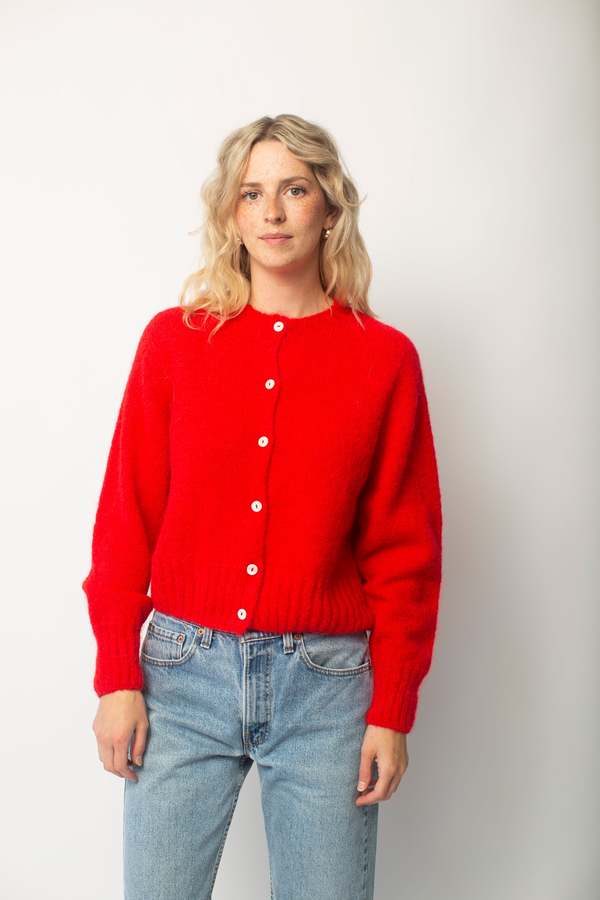 NOTHING WRITTEN Alpaca Knit Cardigan - red | Garmentory