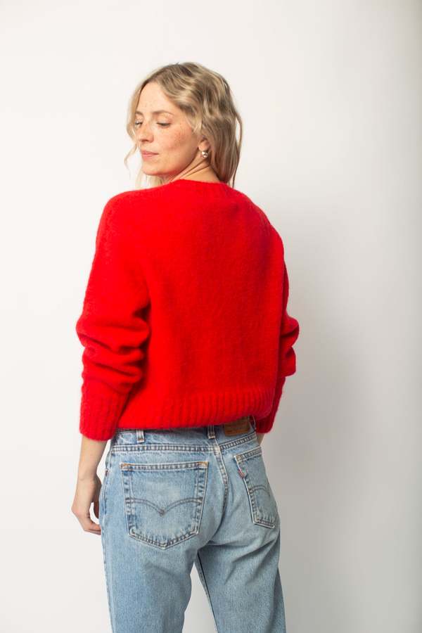 NOTHING WRITTEN Alpaca Knit Cardigan - red | Garmentory