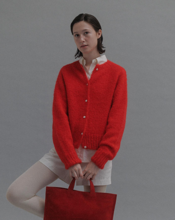 NOTHING WRITTEN Alpaca Knit Cardigan - red | Garmentory