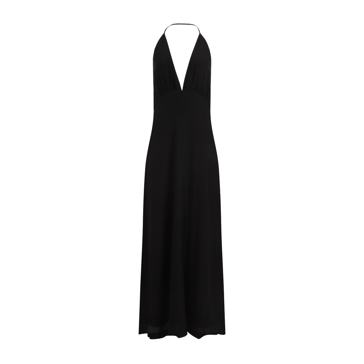 toteme halter dress Gathered hammered silk-satin maxi dress - green