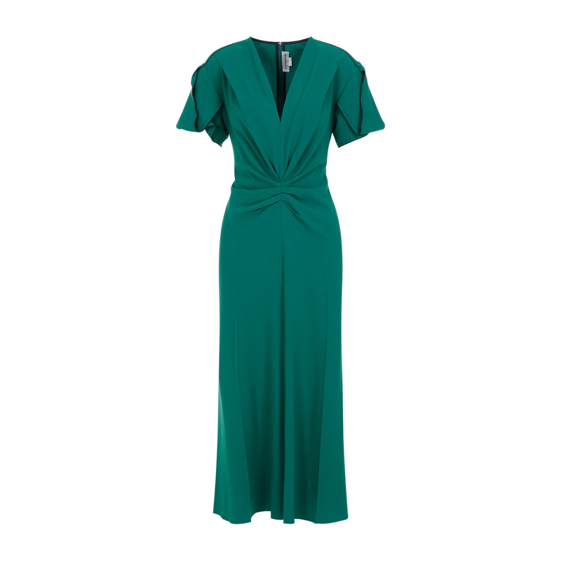 オールインワン・サロペット Victoria Beckham Gathered V-Neck Midi Dress Gathered V-Neck Midi Dress In Fig | Designer Dresses