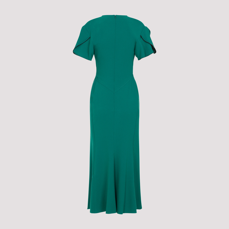 ワンピース Victoria Beckham MIDI JADE DRESS Gathered Waist Midi Dress In Jade | Designer Dresses