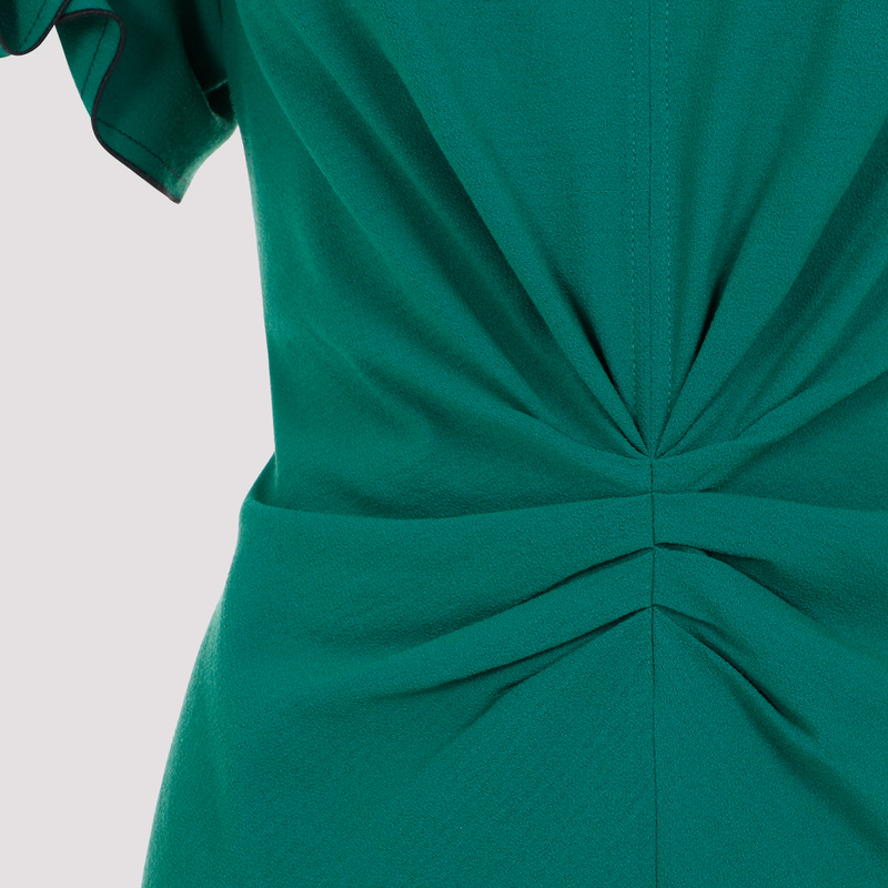 ワンピース VICTORIA BECKHAM GREY GREEN WOOL BLEND MIDI DRESS Victoria Beckham Peacock coloured dress with draping