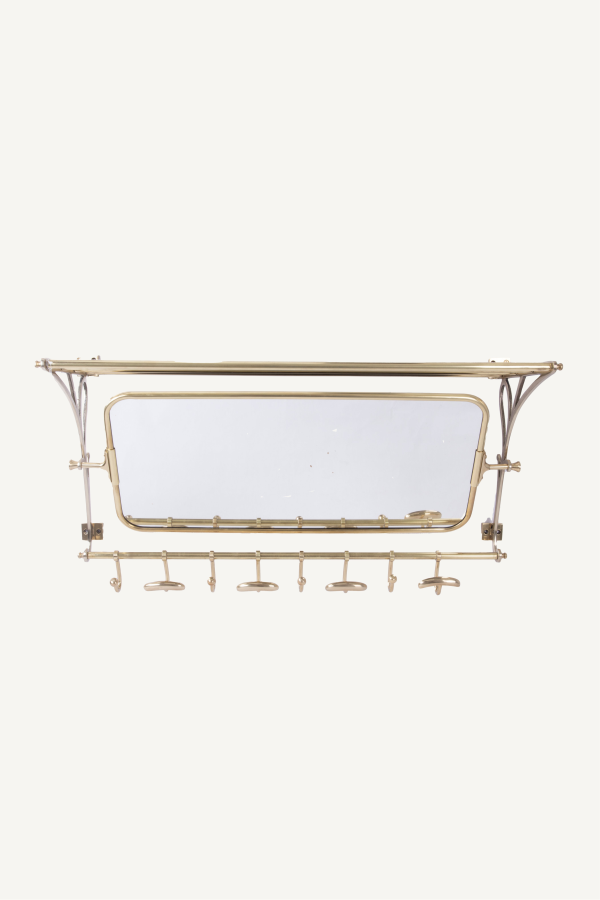 Civil Alchemy Wall Mount Brass Rack with Mirror