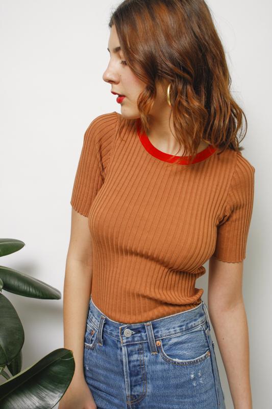 elodie burnt orange cropped sweater