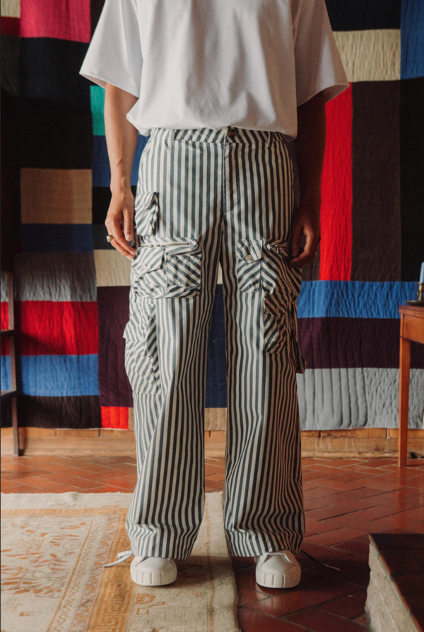 Guillermo Bravo FRANK WIDES trousers - Striped/Black/Green